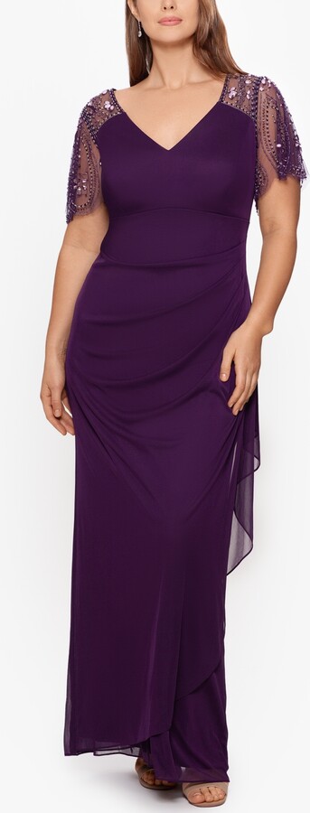 Xscape Evenings Size Sheer Jersey Gown - ShopStyle Maxi Dresses