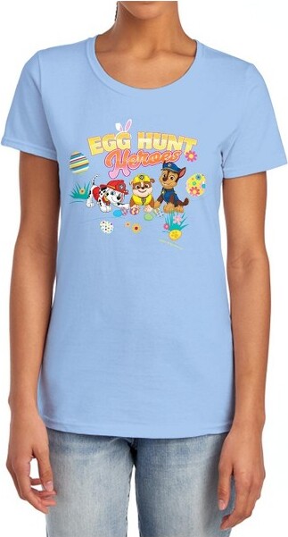 Paw Patrol PawPatrolEasterEggHuntHeroesChase,RubbleAndMarshallWomen'sT-ShirtLightBlueLarge