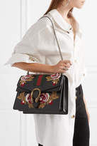 Thumbnail for your product : Gucci Dionysus Medium Appliquéd Textured-leather Shoulder Bag - Black