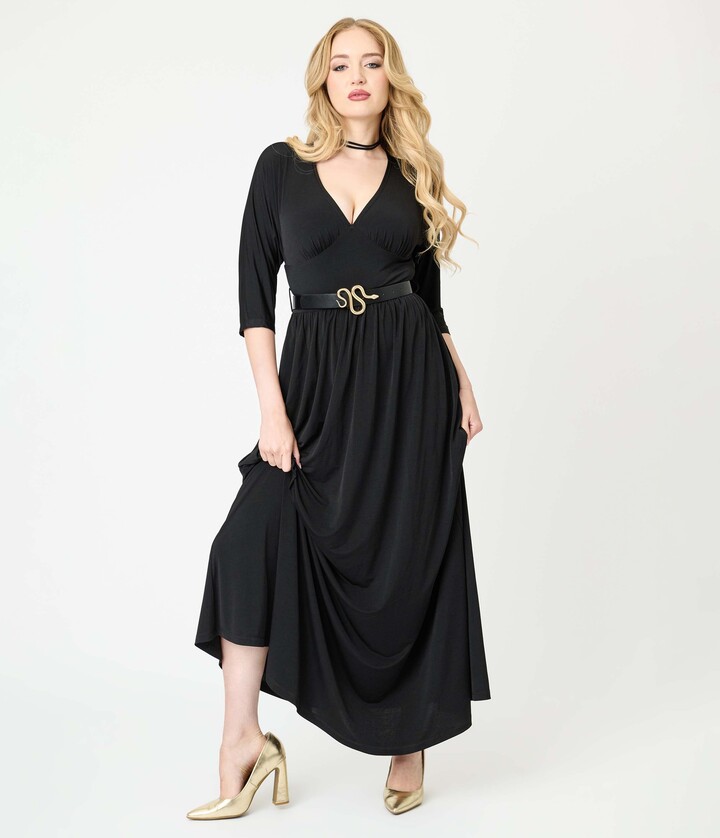 Unique Vintage 3/4 Sleeve Batwing Maxi Dress