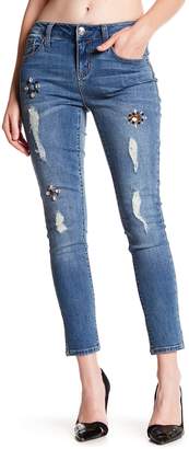 Seven7 Jewel Embellished & Distressed Detail Ankle Skinny Jeans