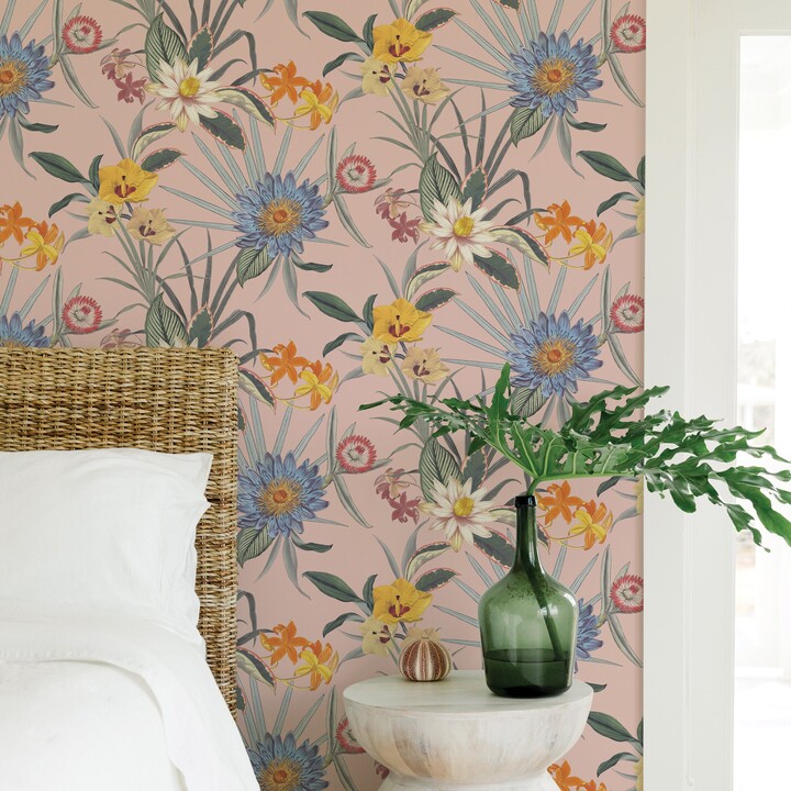 NuWallpaper Nu Wall Self Adhesive Tropical Floral Pink Wallpaper Pink