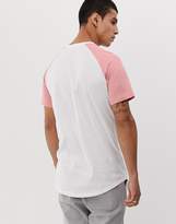 Thumbnail for your product : Jack and Jones Originals longline curved hem raglan sleeve t-shirt in white/pink