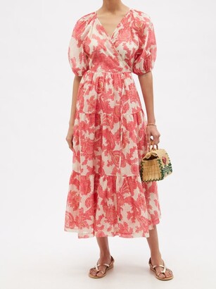 ALÉMAIS Alemais - Juno Paisley-print Cotton-voile Wrap Dress - Pink
