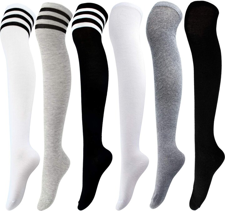 Aneco 6 Pairs Extra Long Socks Long Boot Stockings Thigh High Socks for ...