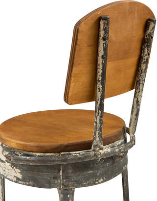 Rejuvenation Industrial Stool w/ Chipped Paint & Folding Seat Back