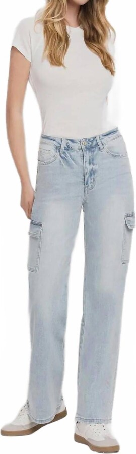 VERVET BY FLYING MONKEY 90'S Vintage Cargo Jeans In Light Wash