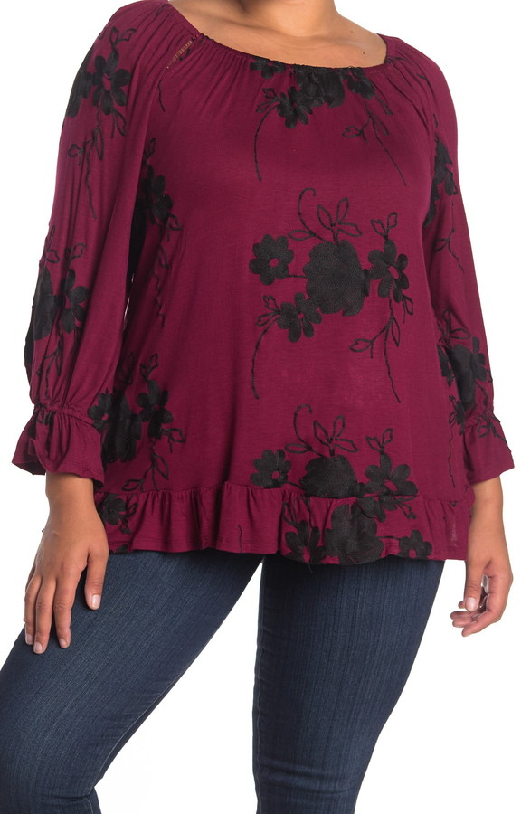 maroon peasant top