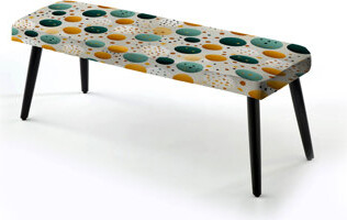 Design Art Urban Oasis Polka Dots Pattern I - Polka Dots Upholstered Black Bench