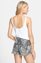 Thumbnail for your product : Fire Floral High Waist Cutoff Shorts (Juniors)