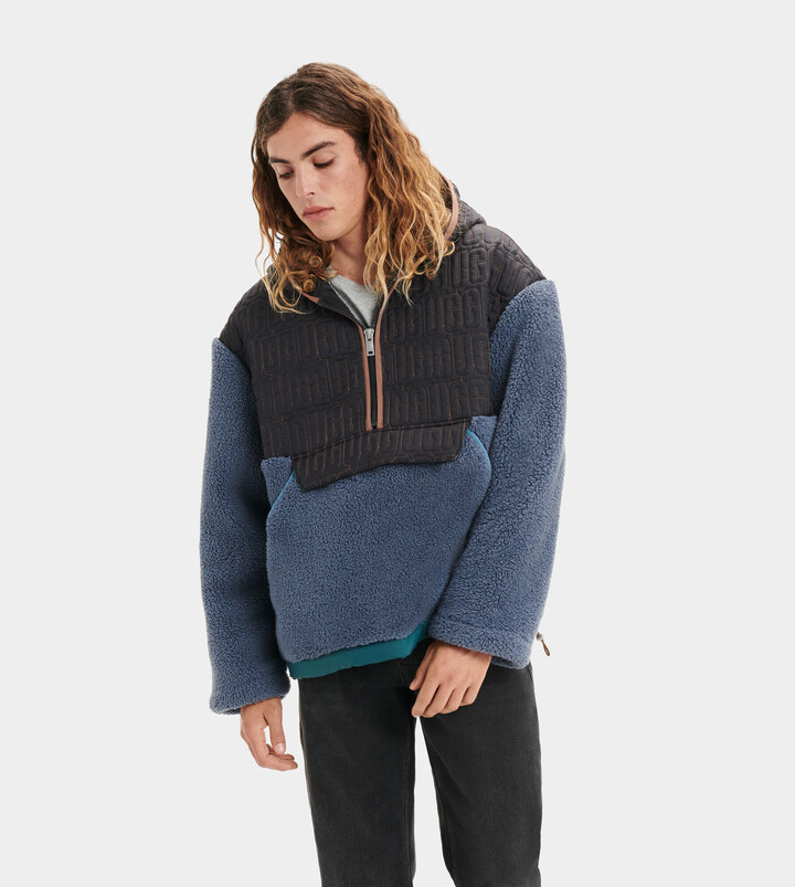 womens grey sherpa pullover