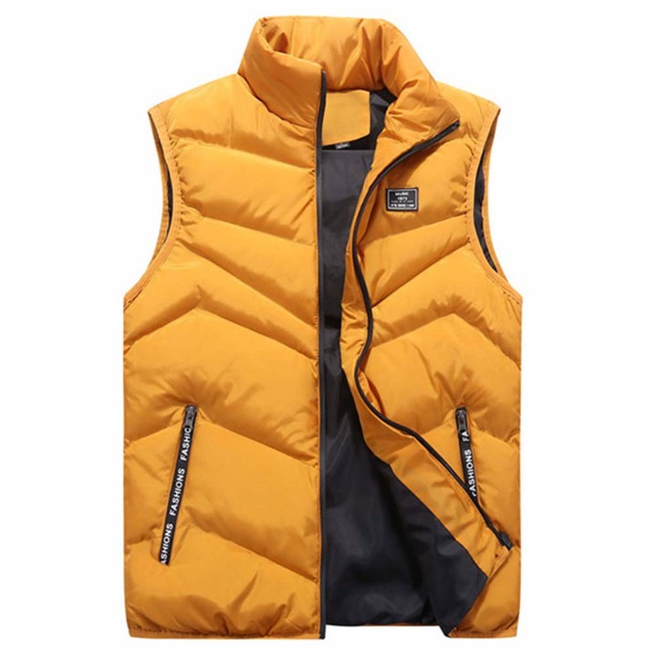 yellow puffer vest mens