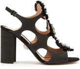 Thumbnail for your product : Samuele Failli - Liya Stud Embellished Raffia Sandals - Womens - Black