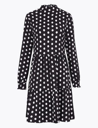 Marks and Spencer Jersey Polka Dot Mini Tiered Dress
