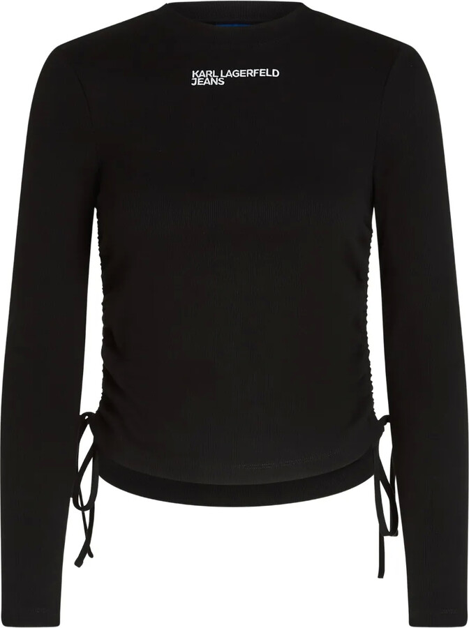 Karl Lagerfeld Jeans Ruched Ribbed Top