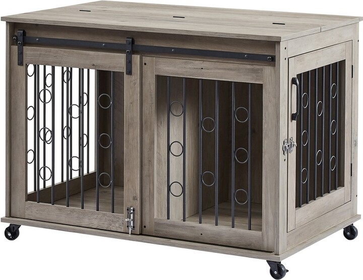 Phoebecat Dog Cage End Table with Sliding Door and Partition for Two