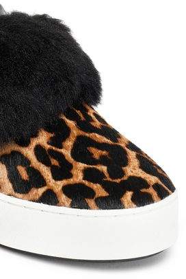 MICHAEL Michael Kors Faux Fur-trimmed Leopard-print Calf Hair Slip-on Sneakers