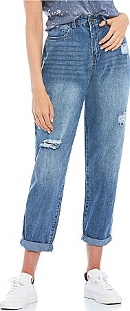 YMI Jeanswear High Rise Destructed Rolled Cuff Jeans