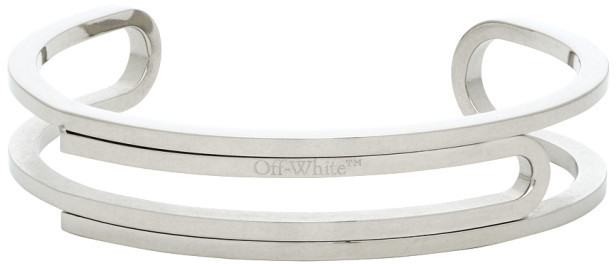 Off-White Silver Paperclip Cuff Bracelet - ShopStyle Jewelry