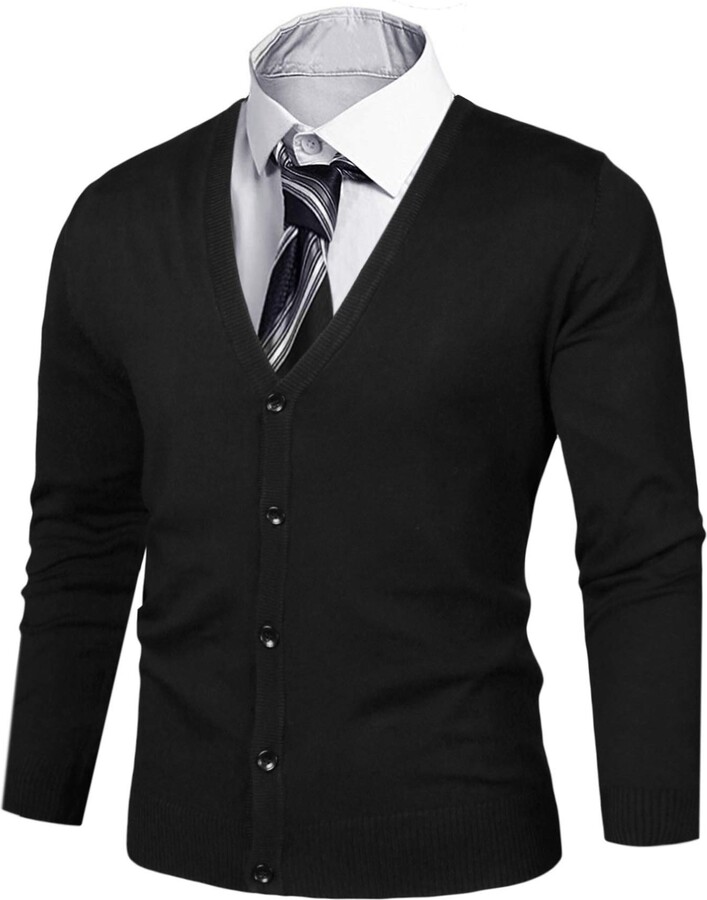 iClosam Men's Knit Cardigan Long Sleeve VNeck Classic Kintted Cardigans Lightweight Knitwear