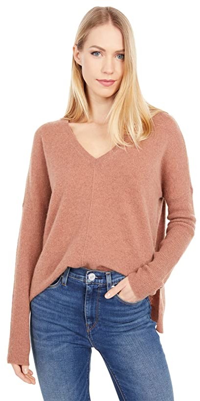 Lilla P 100% Cashmere Oversized V-Neck Sweater (Maple) Women's Clothing -  ShopStyle