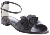 Thumbnail for your product : Fendi black leather flower detail anklestrap sandals