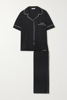 Thumbnail for your product : Ninety Percent Net Sustain Embroidered Brushed Organic Cotton-jersey Pajama Set