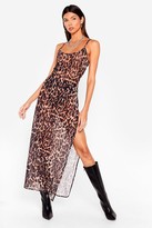 Thumbnail for your product : Nasty Gal Womens Don't Mesh Us About Leopard Maxi Dress - Brown - 12