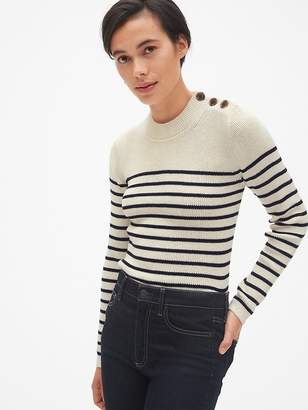Gap Stripe Button-Shoulder Pullover Sweater