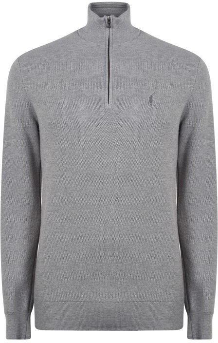 ralph lauren half zip waffle knit jumper