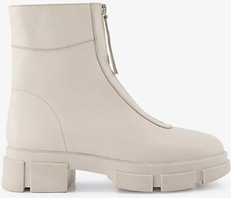 Dune Path chunky-soled zip-up leather ankle boots