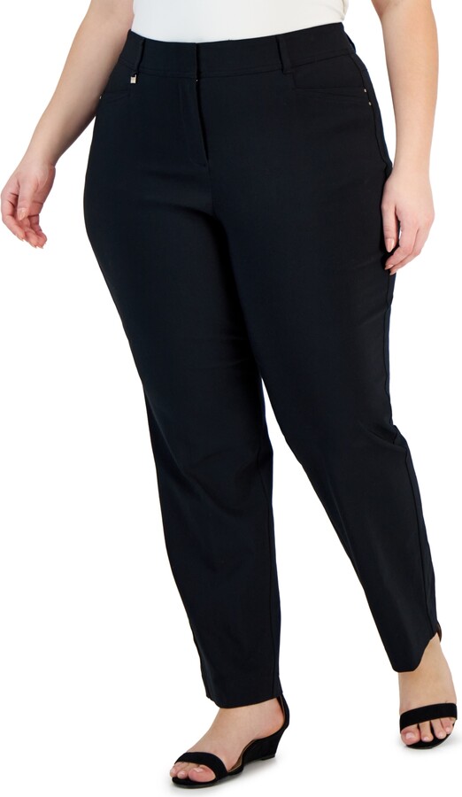 JM Collection Petite Rivet-Detail Tummy Control Capri Pants, Created for  Macy's - Macy's