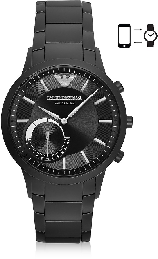 Emporio Armani Connected Black PVD Stainless Steel Hibrid Men's