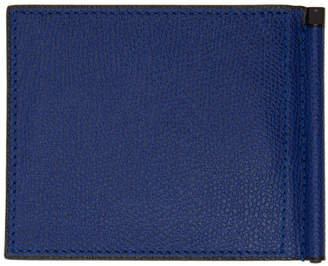 Valextra Blue Simple Grip Spring Wallet