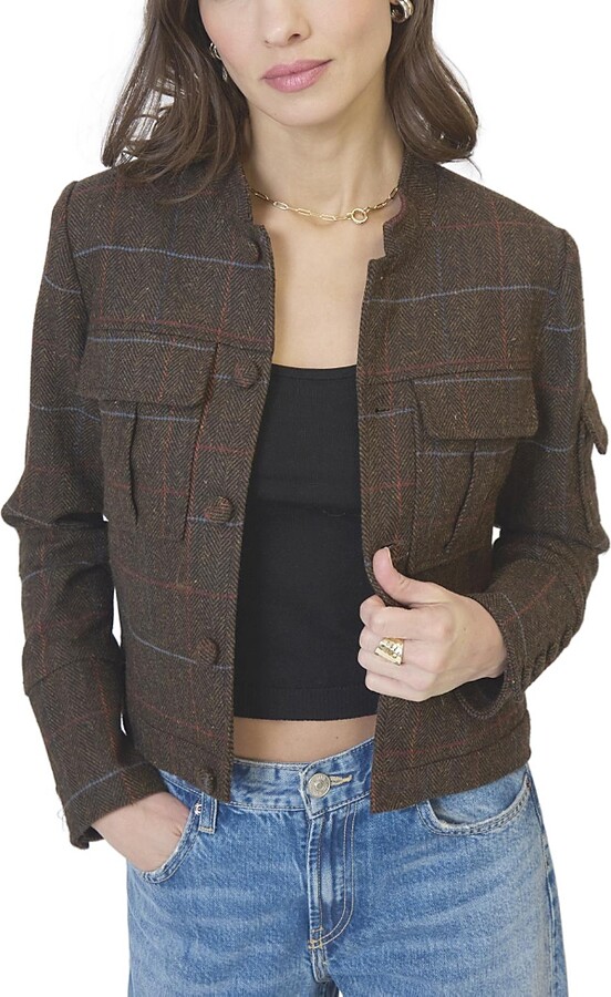 Central Park West Women's Eden Plaid Military Jacket