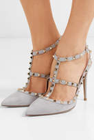 Thumbnail for your product : Valentino Garavani The Rockstud Suede Pumps - Gray
