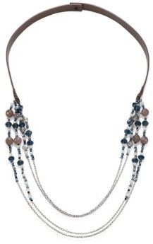 Peserico Multi-Strand Beaded & Leather Necklace