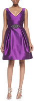 Thumbnail for your product : Theia Sleeveless Beaded-Waist Party Dress