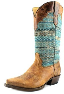 Roper Arnette Pointed Toe Canvas Western Boot.
