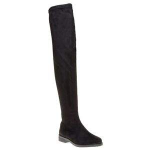 New Womens SOLE Black Loretta Synthetic Suede Boots Knee-High Elasticated Zip