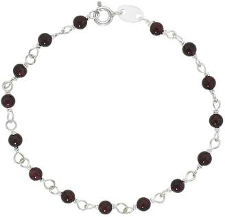 Sabrina Silver Sterling Silver Natural Garnet Bead Anklet 4 mm Wire Wrapped Handmade, 10 inch