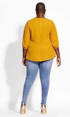 City Chic Citychic Sexy Fling Elbow Sleeve Top - amber