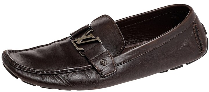 Louis Vuitton Brown Woven Leather Monte Carlo Loafers Size 41.5