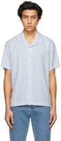 Thumbnail for your product : Harmony Blue Striped Christophe Short Sleeve Shirt