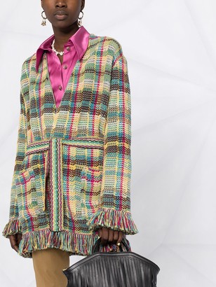 Etro Woven Plaid Cardigan Coat