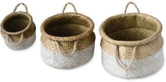 3r Studio Round Natural Seagrass Baskets, Set of 3