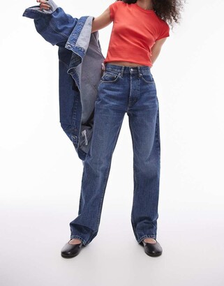 Cropped Jeans Topshop Mid Blue Straight Leg Jeans Topshop Straight