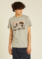Thumbnail for your product : Paul Smith Men's Slim-Fit Grey Marl 'Ocean Monkey' Print Organic-Cotton T-Shirt