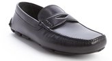 Thumbnail for your product : Prada black leather moc toe penny loafers