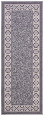 Diagona Designs Contemporary Moroccan Trellis Design Non-Slip Runner Rug, 20" W x 59" L, Grey & Ivory